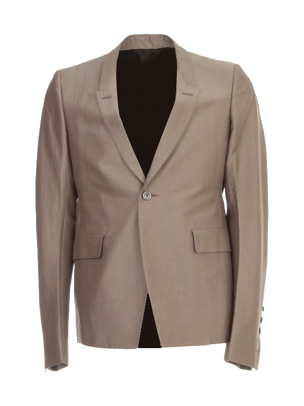 Beige Cotton Silk Tailored Jacket