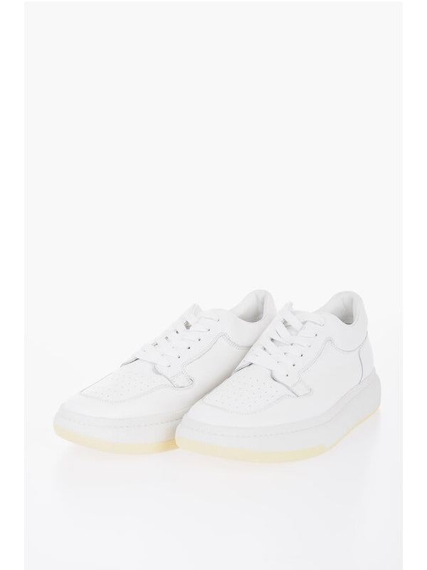 White Leather Low-Top Sneakers