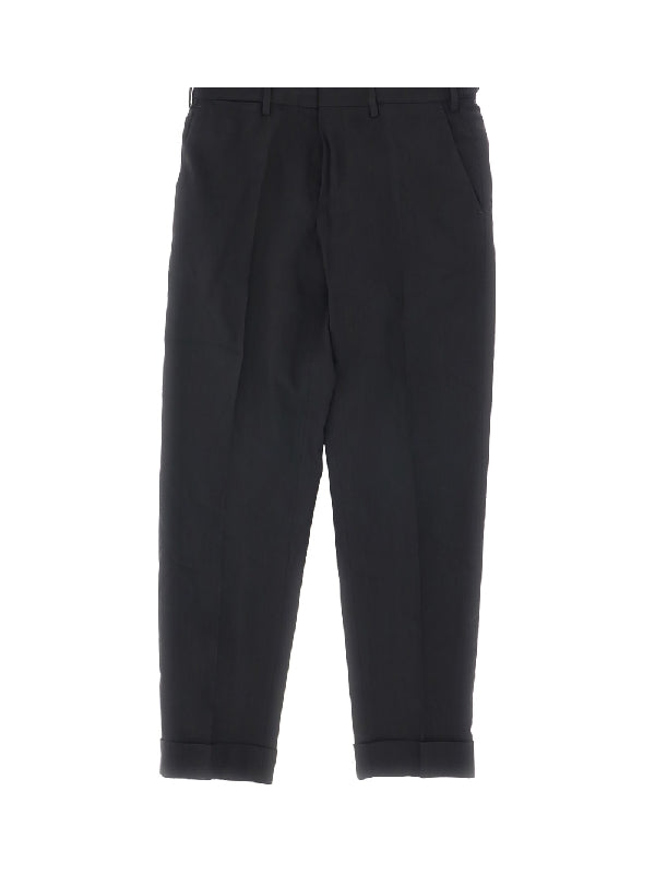 Black Tailored Turn-Up Pants