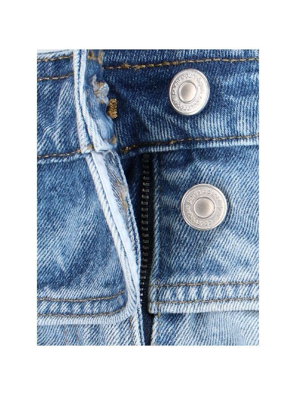 Suspender Detail Washing Denim Pants