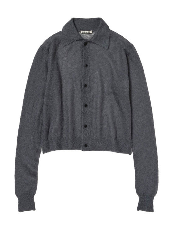 Kid mohair shearling cardigan