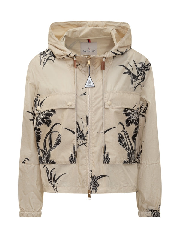 Printing Detail Drawstring Hood Jacket