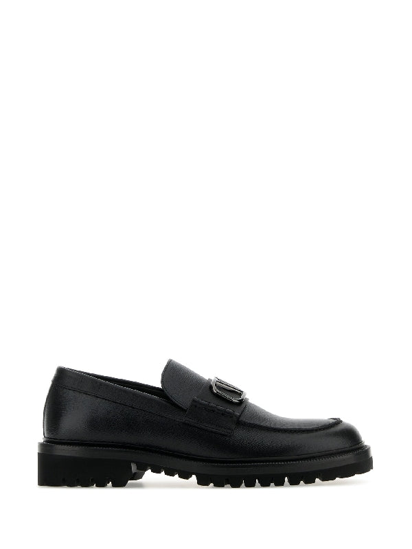 V Logo Calfskin Loafers