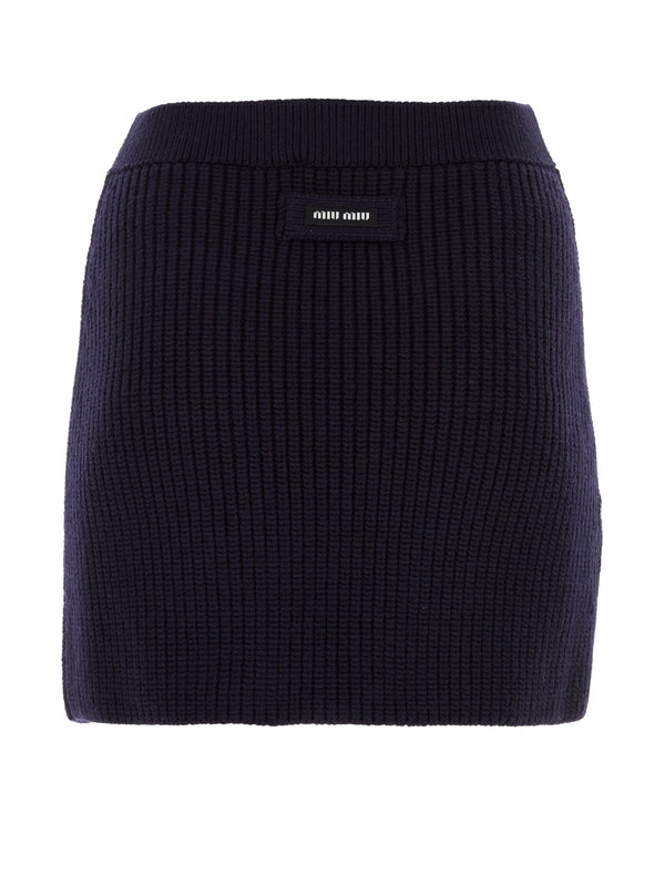 Wool Knit Mini Skirt