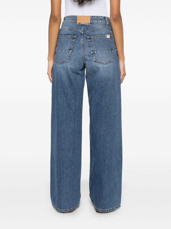 Sarah Back Logo Patch Denim
  Pants