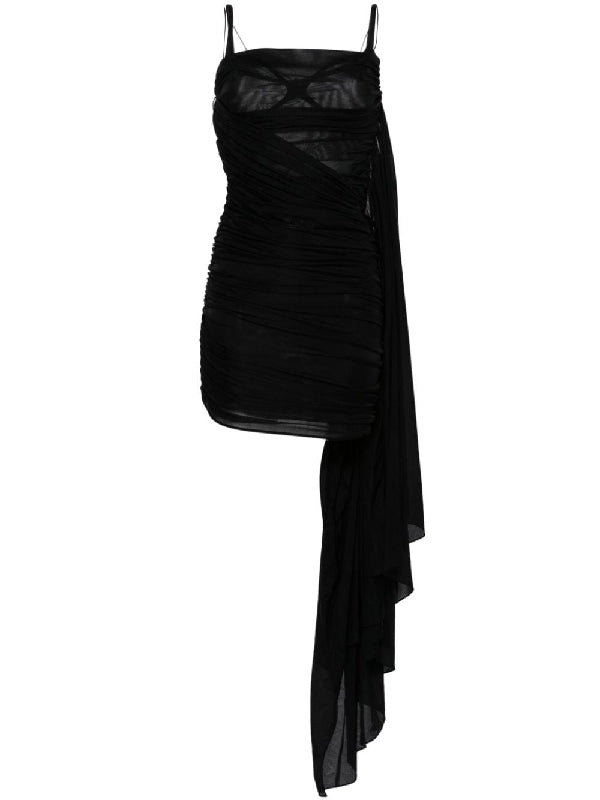 Backless Drape Panel Dress