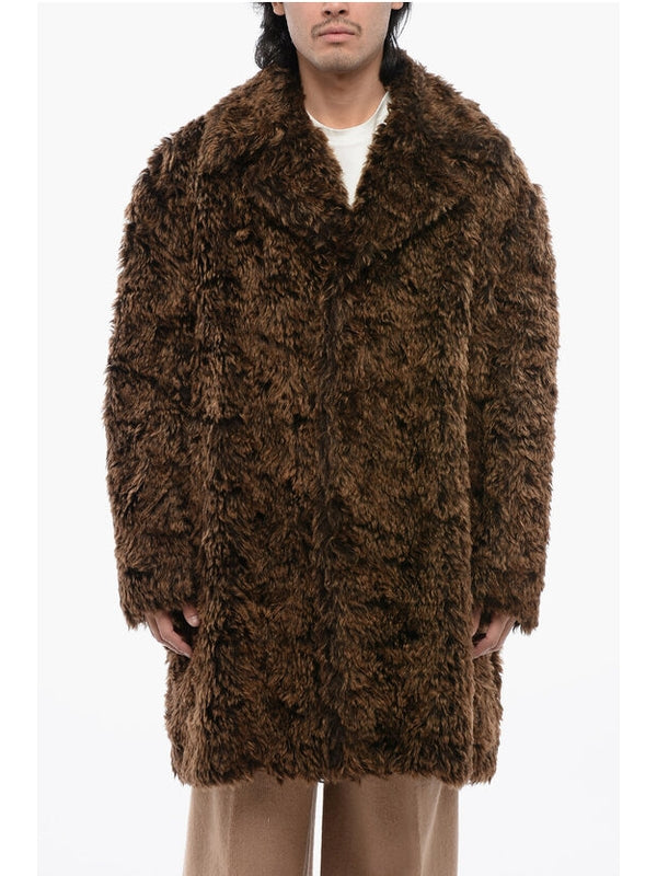 Brown Merino Wool Cotton Fur Jacket