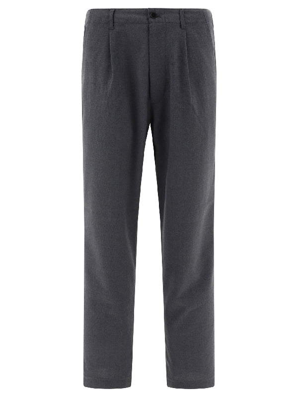 Grey Pleated Tailored Pants