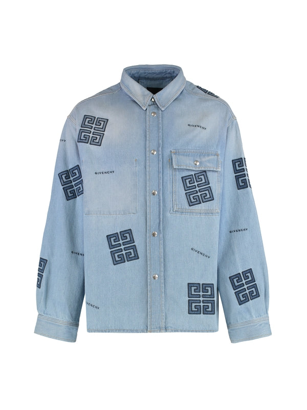 4G Logo Embroidered Denim Shirt