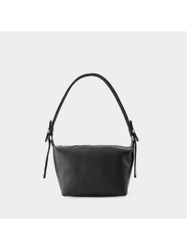 Double Bow Leather Pouch Tote Bag