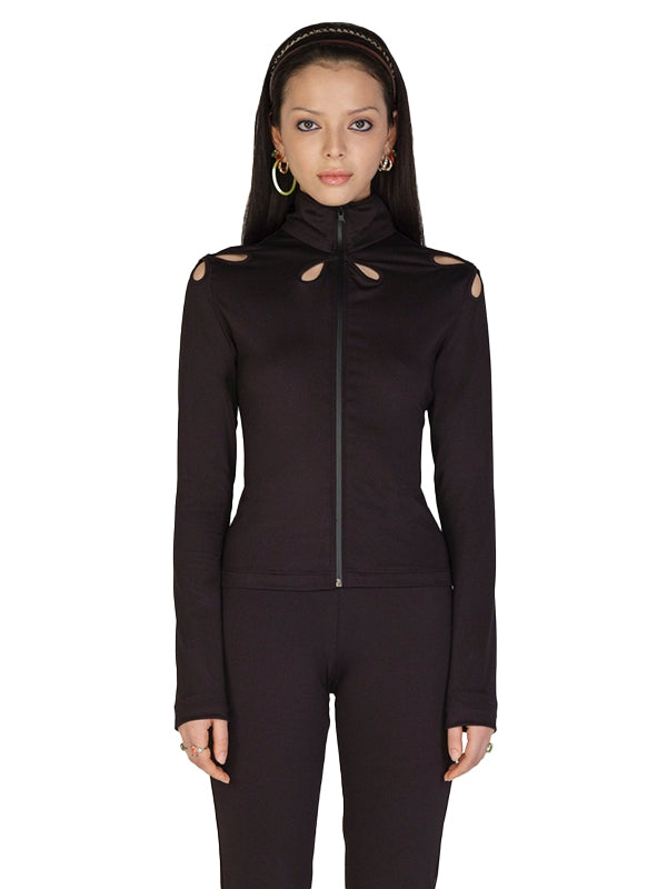 DROPLET Petal Cut-Out Zip-Up Jacket