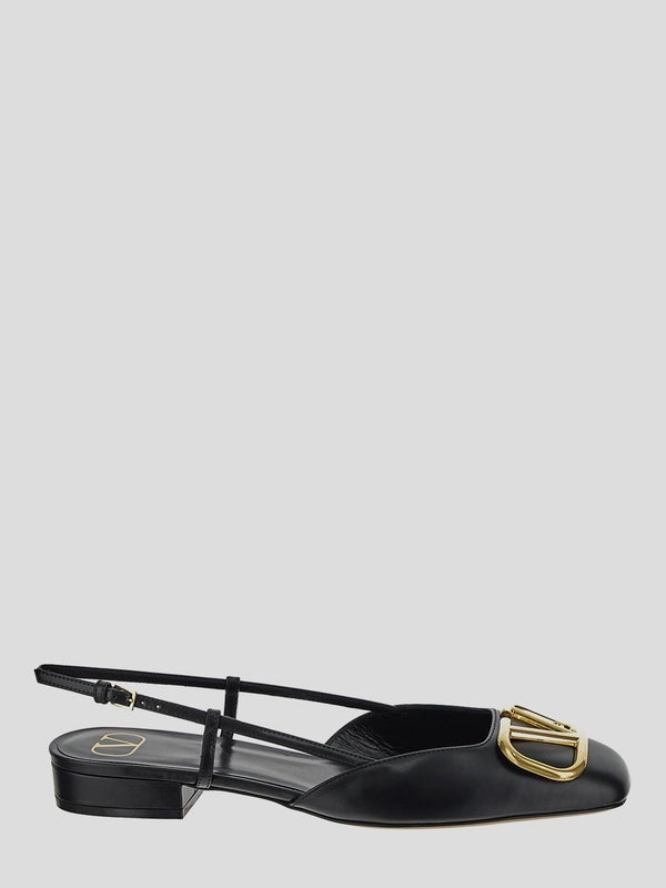 V Logo Slingback Flat Shoes