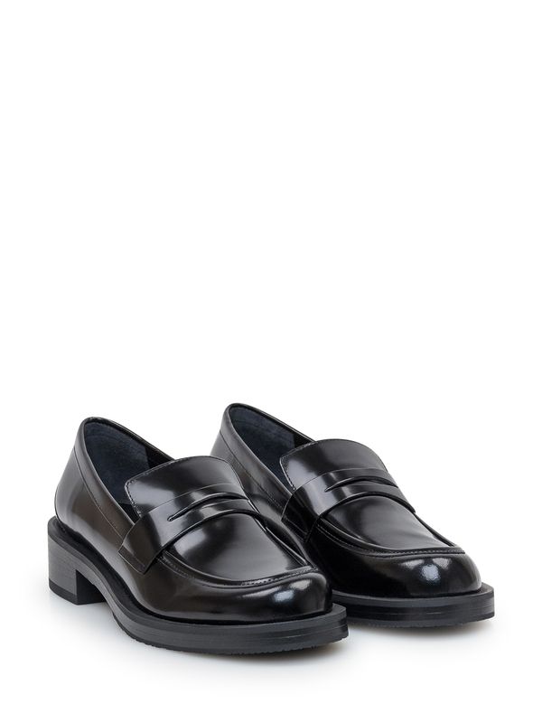 Black Leather Penny Loafers