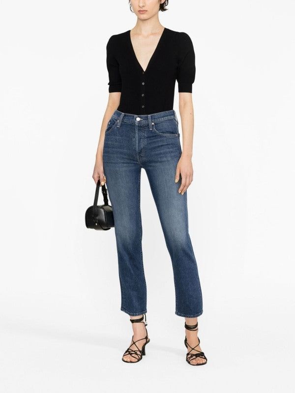 High-Waist Cropped Denim Pants