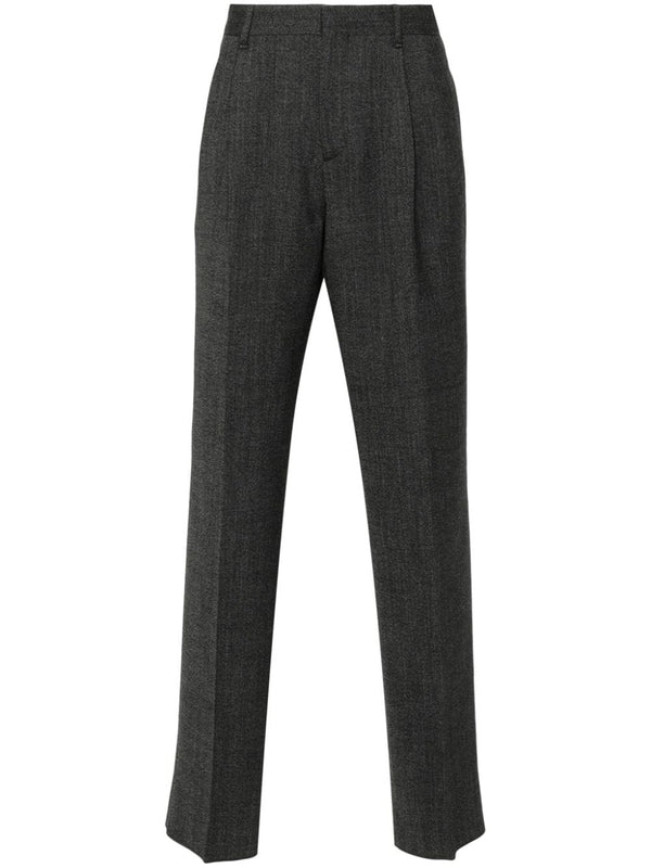 Wool Blend Pleats Pants