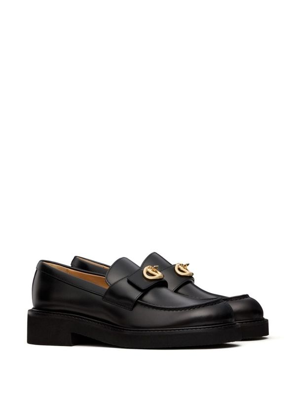 V Logo Leather Loafer