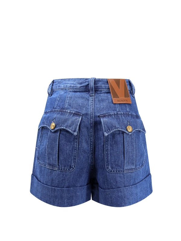 Back Logo Patch Denim Shorts
