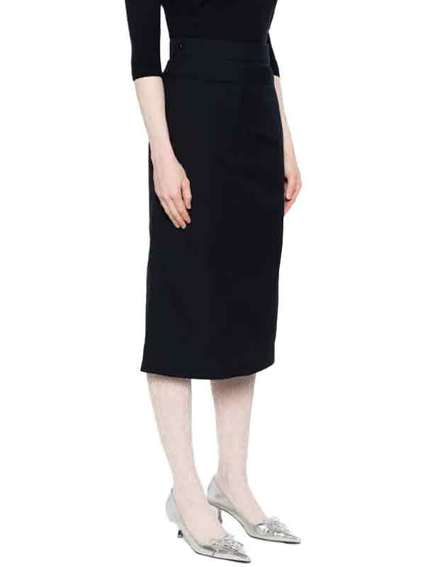 Double Layered Navy Midi Skirt