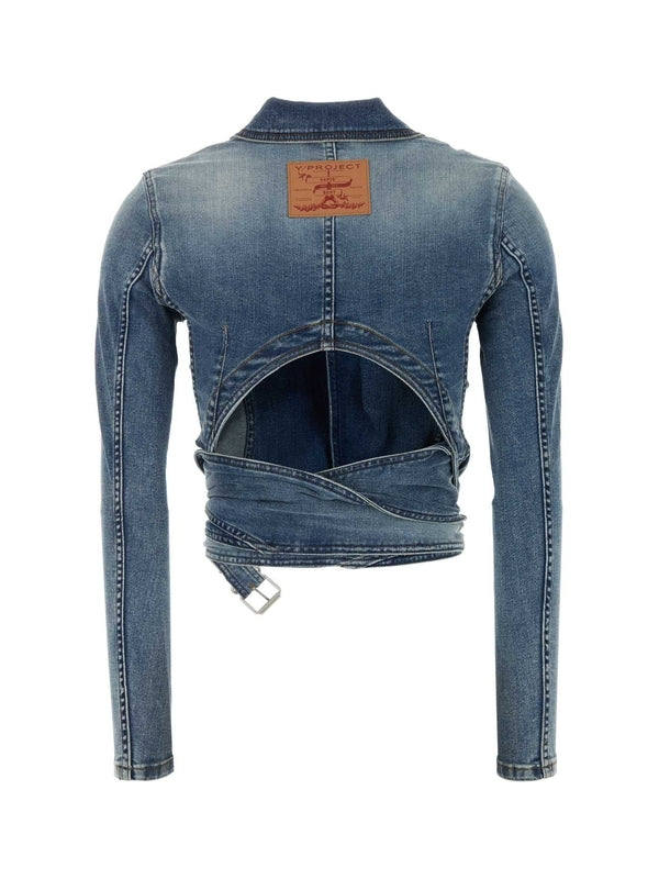 Zip Strap Detail Denim Jacket