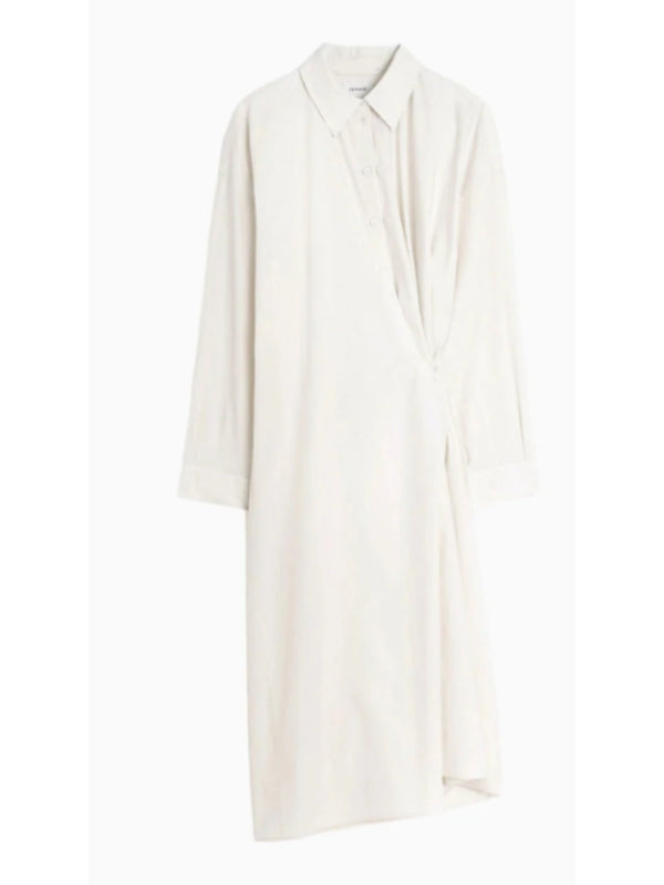 Twist Cotton Shirt Midi Dress