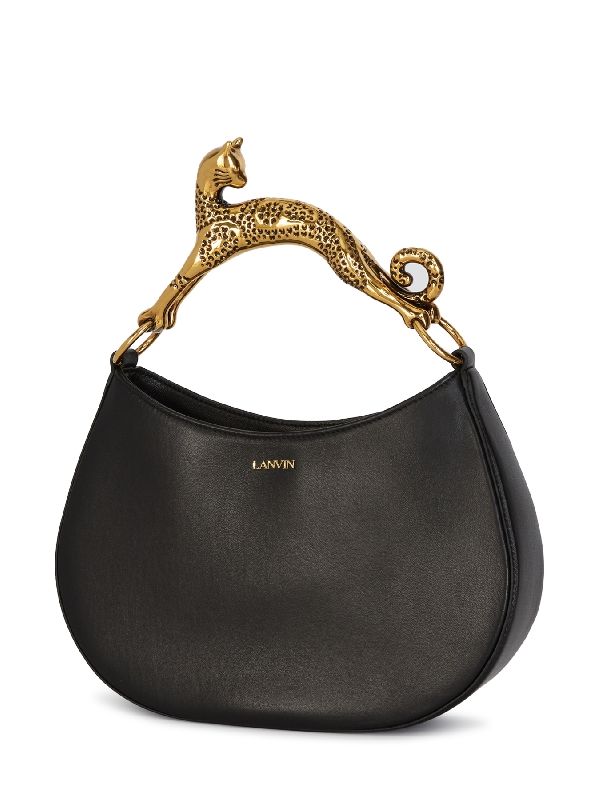 Cat Handle Logo Leather Tote Bag