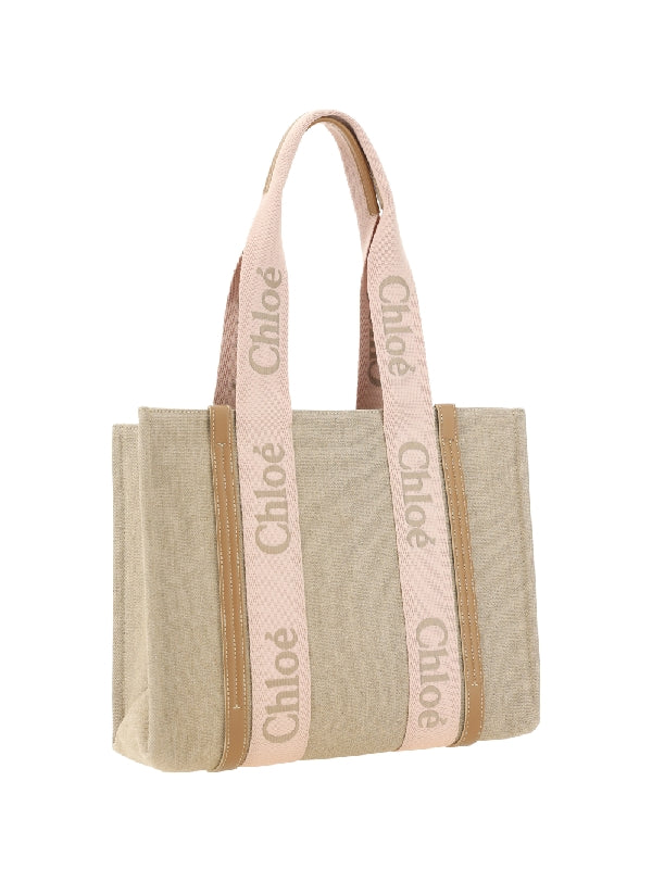 Woody Logo Strap Medium Tote
  Bag