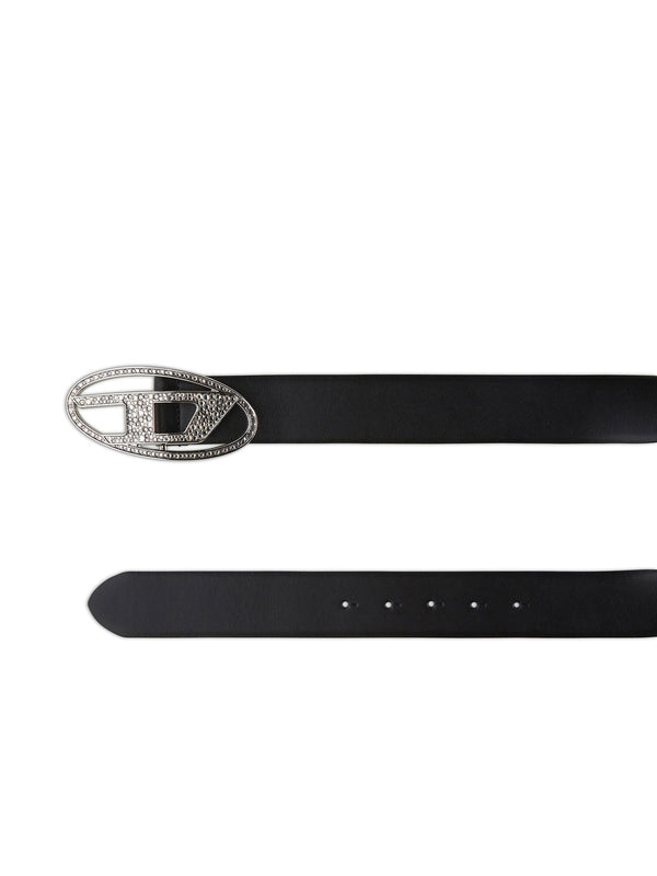 Crystal Logo Leather Belt