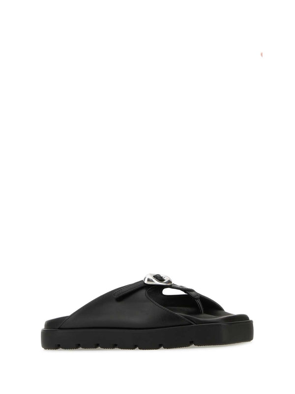 Black Calfskin Flip Flop