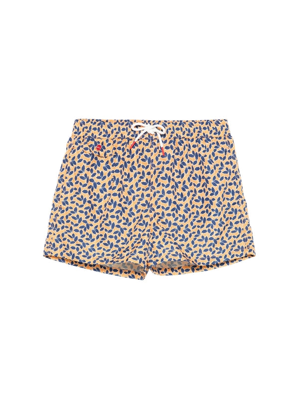 Drawstring Allover Pattern Swim Shorts