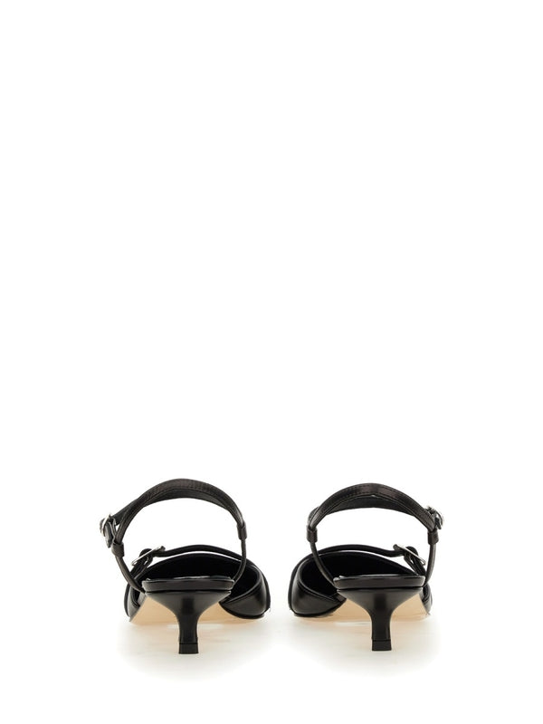 Melia Strap Buckle Leather Slingback Heels