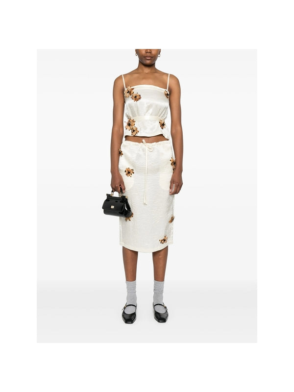 Floral Appliqué Sleeveless Top