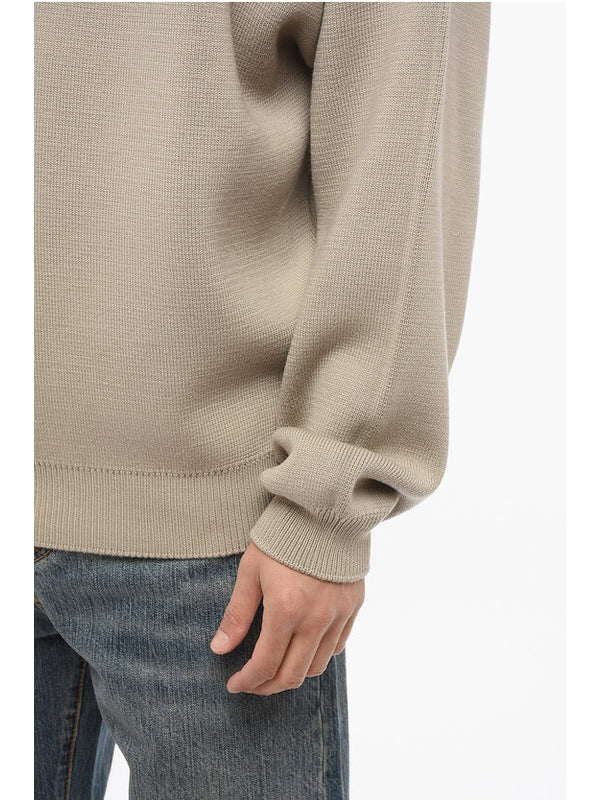 Beige Crew Neck Wool Knit