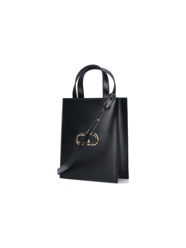 FERRAGAMO - Double Gancini Mini Tote Bag - Jente