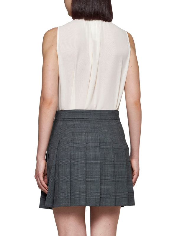 Alcuno Check Pattern Pleated
  Mini Skirt