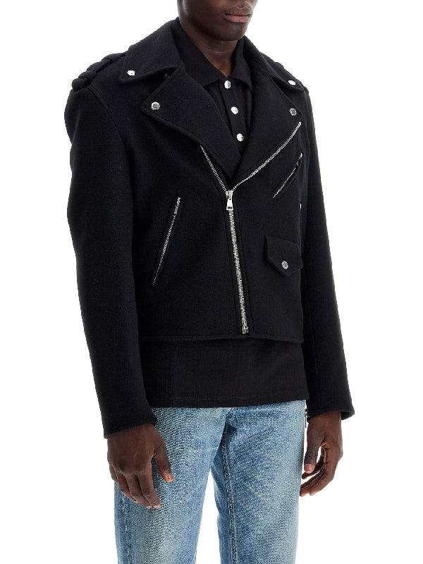 Wool Blend Biker Jacket - Jente