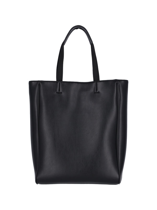 Cut-Out Logo Faux Leather Tote Bag