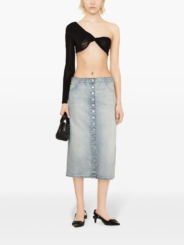 Back Slit
  Button Denim Skirt