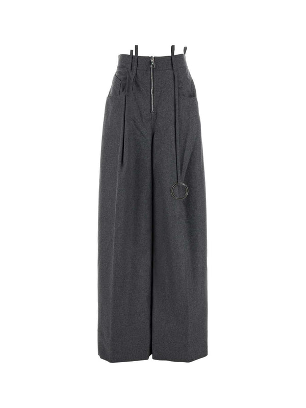 Zipper Wide Wool Pants