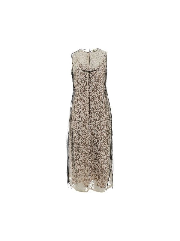 Tulle Layered Lace Midi Dress