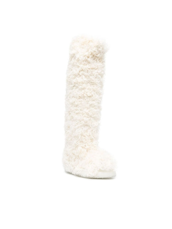 Logo Patch Fur High Boots