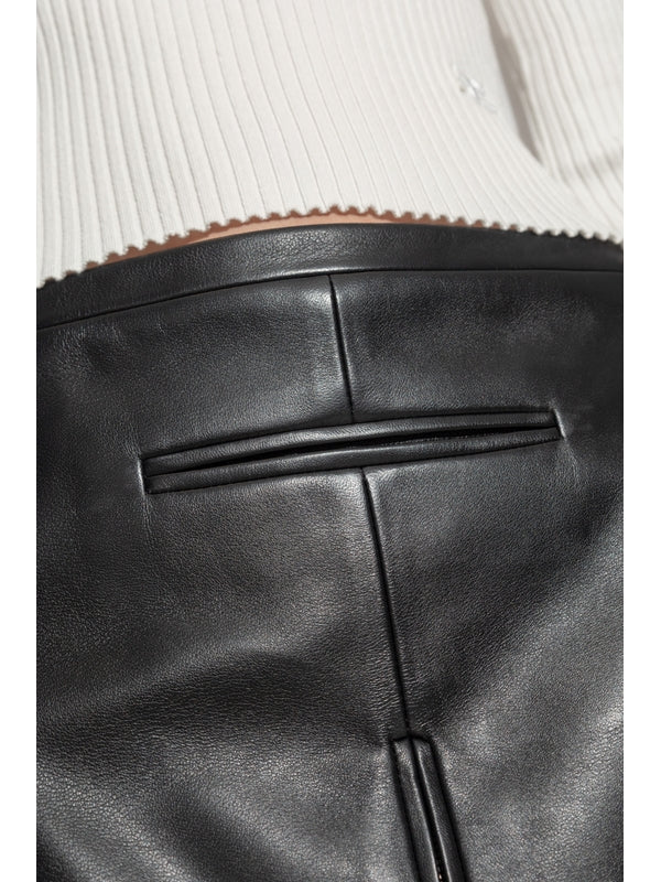 Zipper Detail Lambskin Skirt