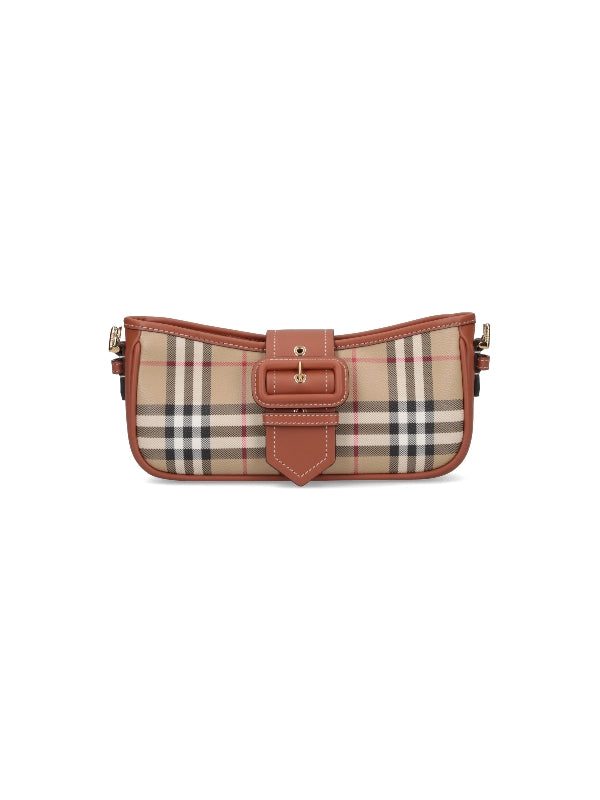 BURBERRY - Buckle Detail Check Shoulder Bag - Jente