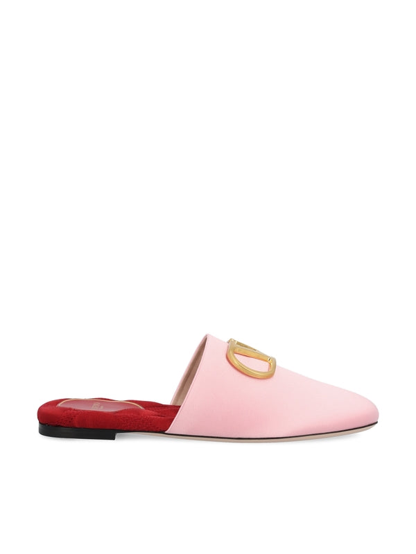 V Logo Satin Mules