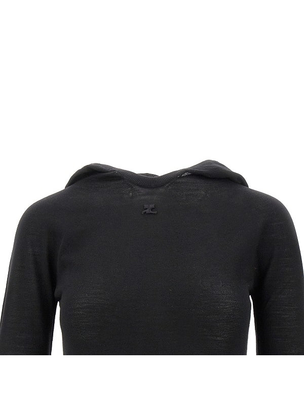 Logo Patch Slim Fit Wool Hood