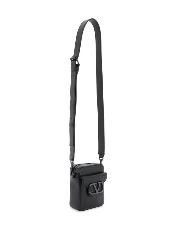 V Logo Leather Mini Cross Bag