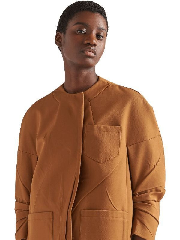 Back Triangle Logo Collarless Wrinkle Gabardine Jacket