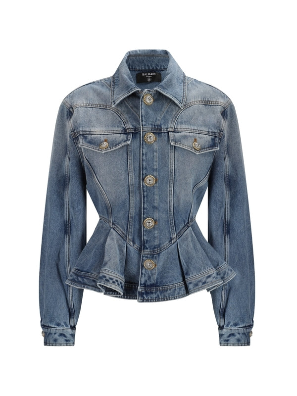 Pleats Cotton Denim Jacket