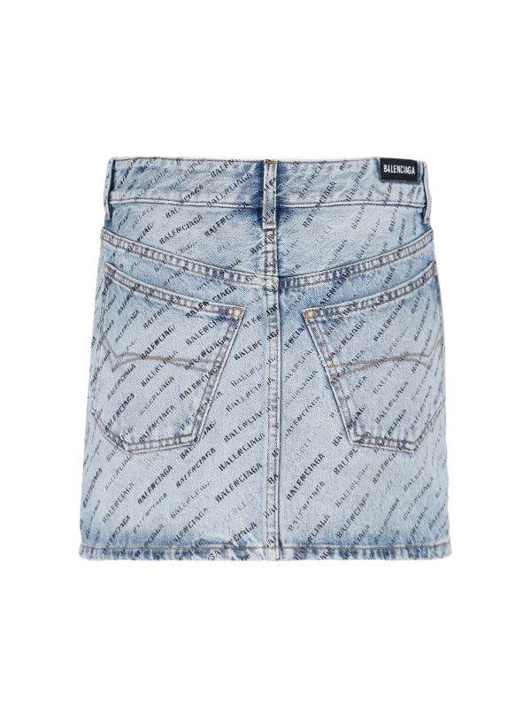 Allover Logo Denim Skirt