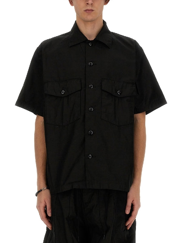 Black Pocket Cotton Shirt