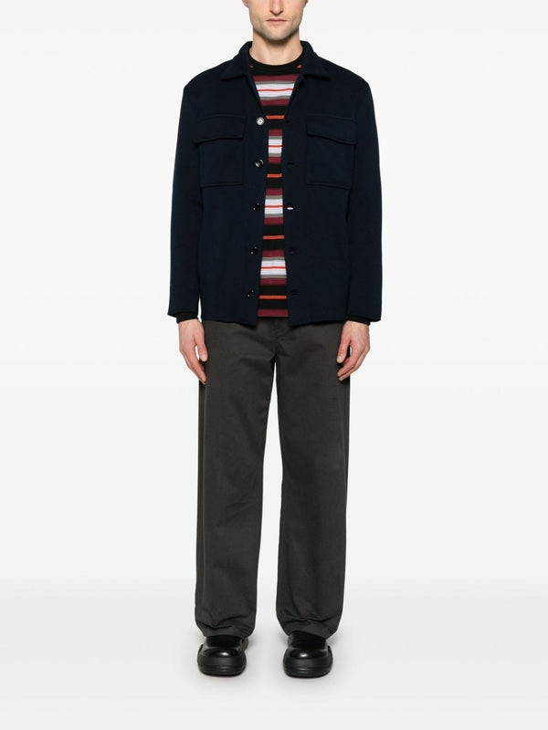 Chest Double Pocket Cotton Shirt Jacket